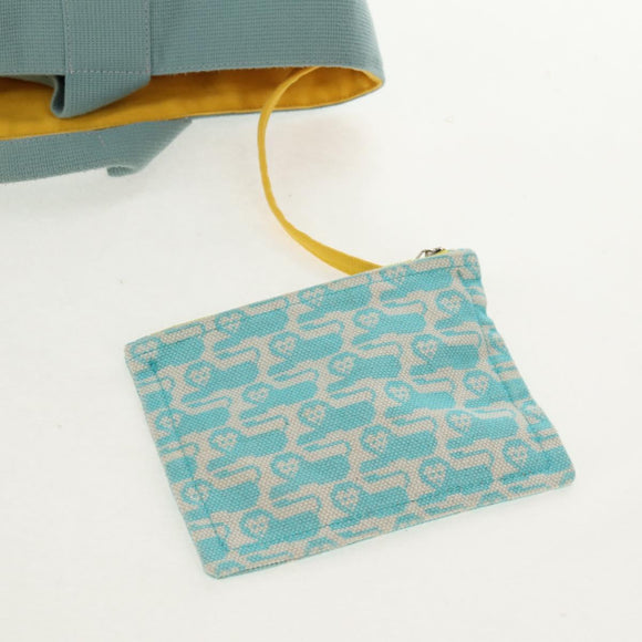 HERMES Animo Pixel GM Hand Bag Canvas Light Blue Silver Auth 158904V