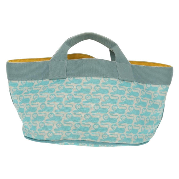 HERMES Animo Pixel GM Hand Bag Canvas Light Blue Silver Auth 158904V