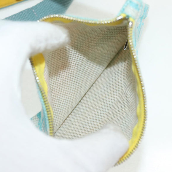 HERMES Animo Pixel GM Hand Bag Canvas Light Blue Silver Auth 158904V