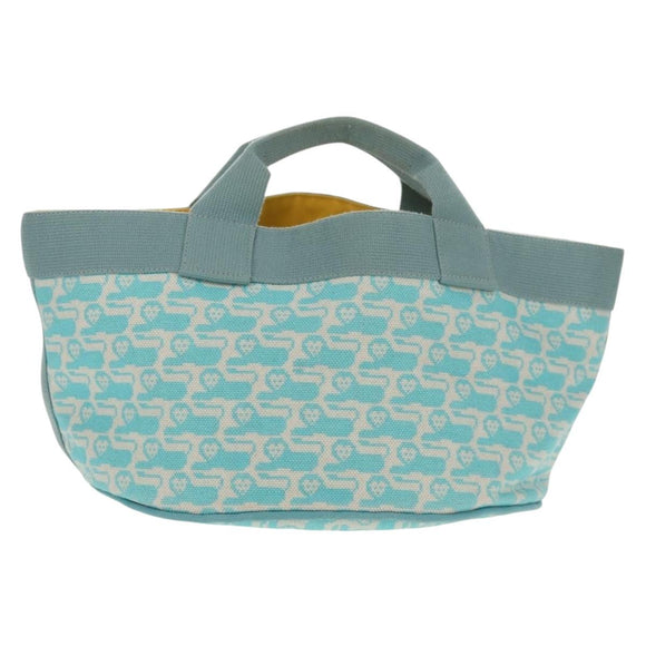 HERMES Animo Pixel GM Hand Bag Canvas Light Blue Silver Auth 158904V