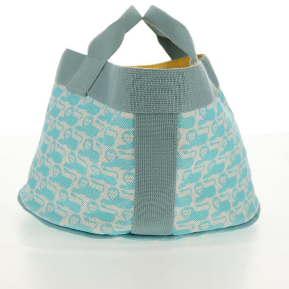 HERMES Animo Pixel GM Hand Bag Canvas Light Blue Silver Auth 158904V