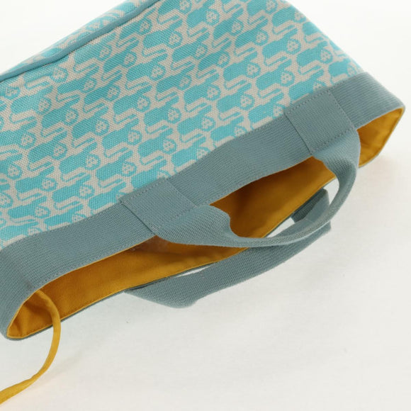 HERMES Animo Pixel GM Hand Bag Canvas Light Blue Silver Auth 158904V