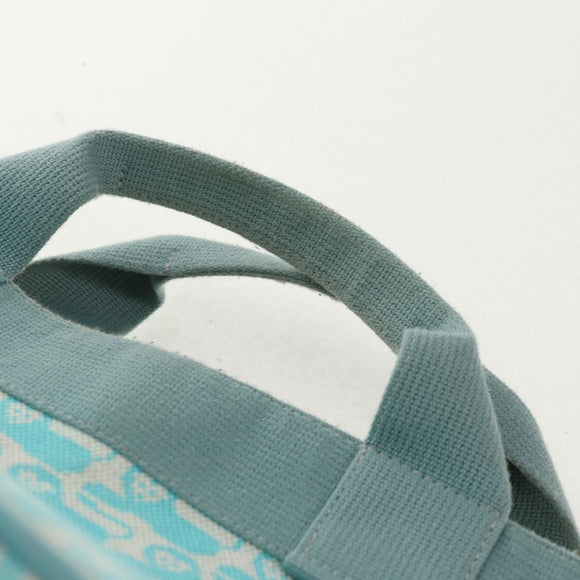 HERMES Animo Pixel GM Hand Bag Canvas Light Blue Silver Auth 158904V