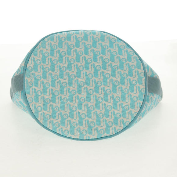 HERMES Animo Pixel GM Hand Bag Canvas Light Blue Silver Auth 158904V