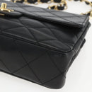 CHANEL Matelasse 25 Chain Shoulder Bag Lamb Skin Black Gold CC Auth 158905SAM-9