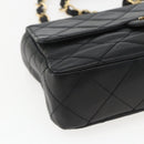 CHANEL Matelasse 25 Chain Shoulder Bag Lamb Skin Black Gold CC Auth 158905SAM-14