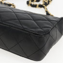 CHANEL Matelasse 25 Chain Shoulder Bag Lamb Skin Black Gold CC Auth 158905SAM-15