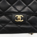 CHANEL Matelasse 25 Chain Shoulder Bag Lamb Skin Black Gold CC Auth 158905SAM-17