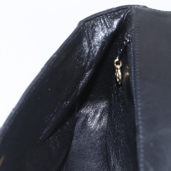 CHANEL Matelasse 25 Chain Shoulder Bag Lamb Skin Black Gold CC Auth 158905SAM