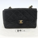 CHANEL Matelasse 25 Chain Shoulder Bag Lamb Skin Black Gold CC Auth 158905SAM-12