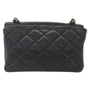 CHANEL Matelasse 25 Chain Shoulder Bag Lamb Skin Black Gold CC Auth 158905SAM-2