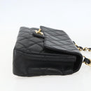 CHANEL Matelasse 25 Chain Shoulder Bag Lamb Skin Black Gold CC Auth 158905SAM-4