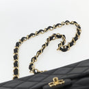 CHANEL Matelasse 25 Chain Shoulder Bag Lamb Skin Black Gold CC Auth 158905SAM-8