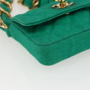 CHANEL Chain Mini Matelasse 11 Shoulder Bag Canvas Green Gold CC Auth 158908SM-15