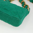 CHANEL Chain Mini Matelasse 11 Shoulder Bag Canvas Green Gold CC Auth 158908SM-16
