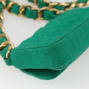 CHANEL Chain Mini Matelasse 11 Shoulder Bag Canvas Green Gold CC Auth 158908SM-17