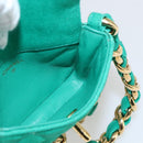 CHANEL Chain Mini Matelasse 11 Shoulder Bag Canvas Green Gold CC Auth 158908SM-19