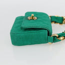 CHANEL Chain Mini Matelasse 11 Shoulder Bag Canvas Green Gold CC Auth 158908SM-4