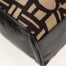 CELINE Blazon Chain Shoulder Bag Canvas Brown Gold Auth 158910V-11