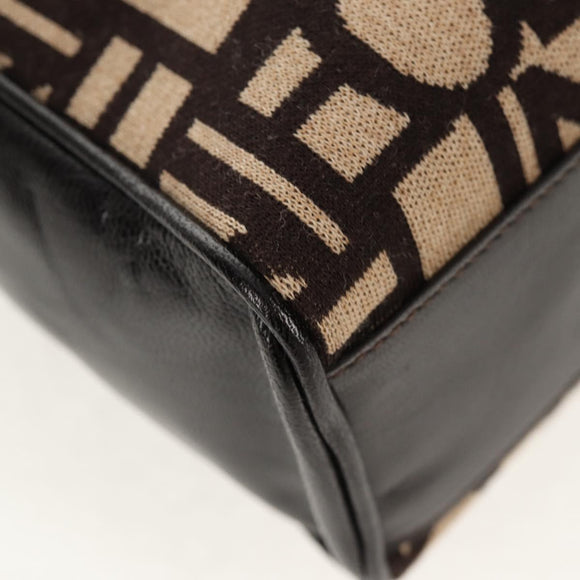 CELINE Blazon Chain Shoulder Bag Canvas Brown Gold Auth 158910V