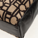 CELINE Blazon Chain Shoulder Bag Canvas Brown Gold Auth 158910V-14