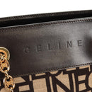 CELINE Blazon Chain Shoulder Bag Canvas Brown Gold Auth 158910V-15