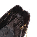 CELINE Blazon Chain Shoulder Bag Canvas Brown Gold Auth 158910V-18