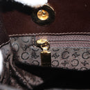 CELINE Blazon Chain Shoulder Bag Canvas Brown Gold Auth 158910V-20