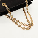 CELINE Blazon Chain Shoulder Bag Canvas Brown Gold Auth 158910V-7