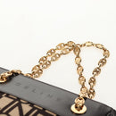 CELINE Blazon Chain Shoulder Bag Canvas Brown Gold Auth 158910V-8