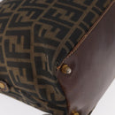 FENDI Zucca Canvas Hand Bag Black Brown Auth 158911-8
