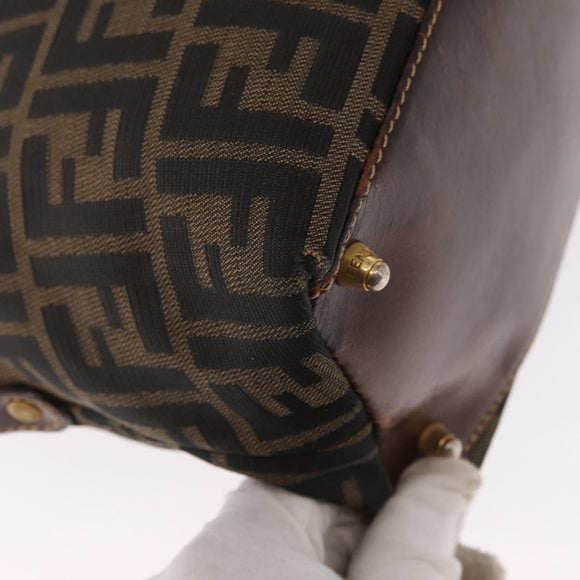 FENDI Zucca Canvas Hand Bag Black Brown Auth 158911