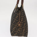 FENDI Zucca Canvas Hand Bag Black Brown Auth 158911-4
