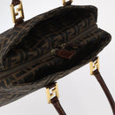 FENDI Zucca Canvas Hand Bag Black Brown Auth 158911-6