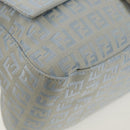 FENDI Zucchino Canvas Mamma Baguette Bag Light Blue Silver Auth 158912SM-15
