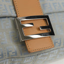 FENDI Zucchino Canvas Mamma Baguette Bag Light Blue Silver Auth 158912SM-19