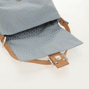 FENDI Zucchino Canvas Mamma Baguette Bag Light Blue Silver Auth 158912SM-20