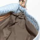 FENDI Zucchino Canvas Mamma Baguette Bag Light Blue Silver Auth 158912SM-23