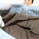 FENDI Zucchino Canvas Mamma Baguette Bag Light Blue Silver Auth 158912SM-24