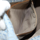 FENDI Zucchino Canvas Mamma Baguette Bag Light Blue Silver Auth 158912SM-26