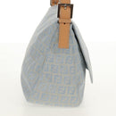 FENDI Zucchino Canvas Mamma Baguette Bag Light Blue Silver Auth 158912SM-4