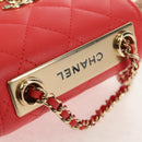 CHANEL Matelasse Chain Shoulder Bag Lamb Skin Red Gold CC Auth 158913SAM-20