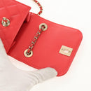 CHANEL Matelasse Chain Shoulder Bag Lamb Skin Red Gold CC Auth 158913SAM-22