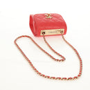 CHANEL Matelasse Chain Shoulder Bag Lamb Skin Red Gold CC Auth 158913SAM-8