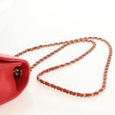 CHANEL Matelasse Chain Shoulder Bag Lamb Skin Red Gold CC Auth 158913SAM-15