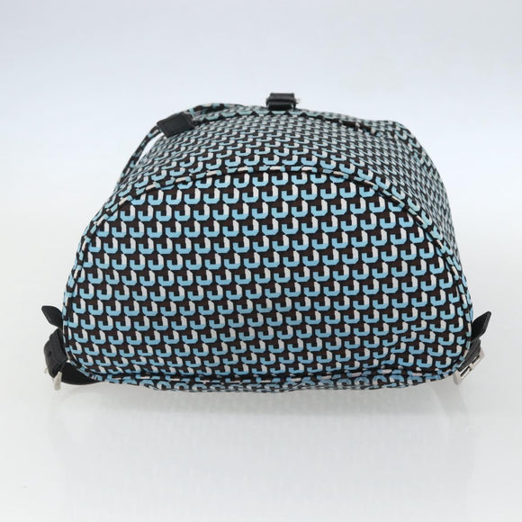 PRADA Rugzak Nylon Lichtblauw Zilver Auth 158915SAM