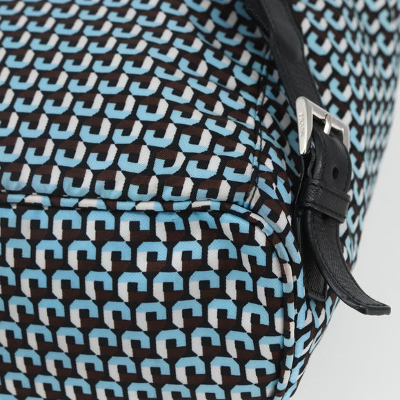 PRADA Rugzak Nylon Lichtblauw Zilver Auth 158915SAM
