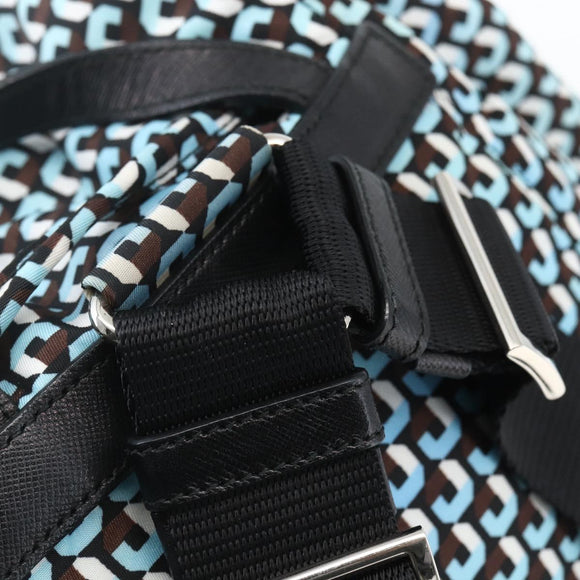 PRADA Rugzak Nylon Lichtblauw Zilver Auth 158915SAM