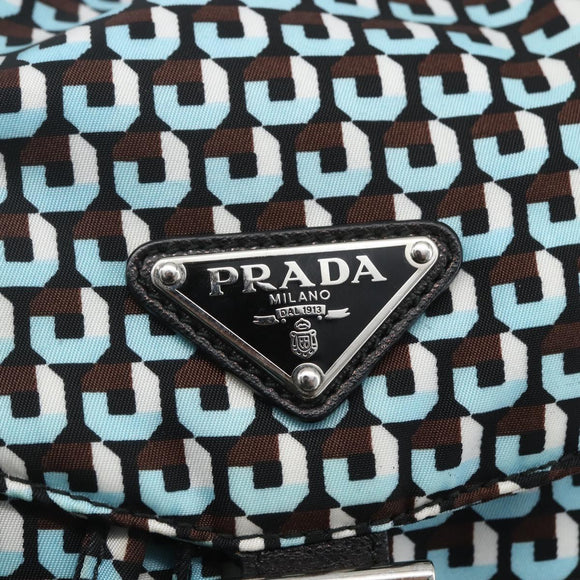PRADA Rugzak Nylon Lichtblauw Zilver Auth 158915SAM