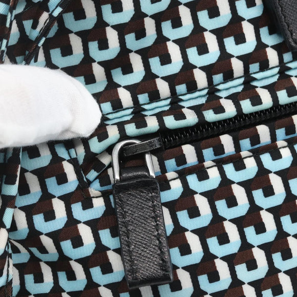 PRADA Rugzak Nylon Lichtblauw Zilver Auth 158915SAM